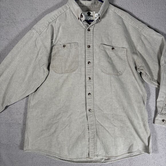 Vintage Bird Dog Khakis Shirt Mens Size XL Shacket Flannel Taupe Camping Outdoor - Picture 2 of 13